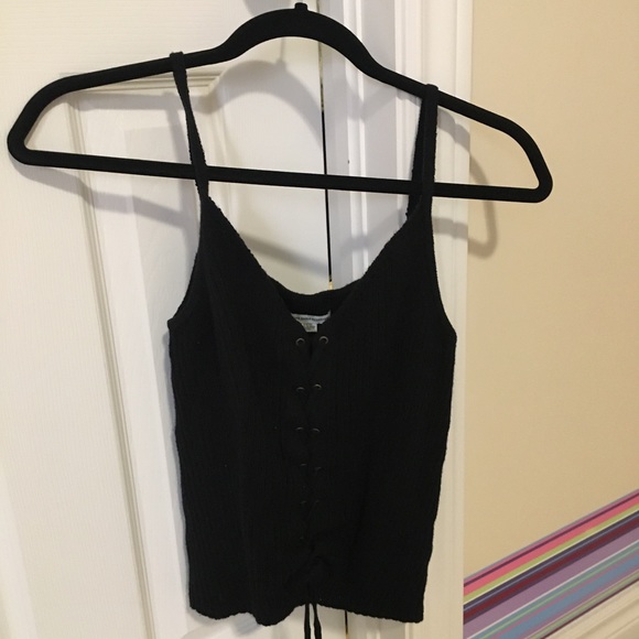 American Eagle Black Knit Tied Tank Top - Picture 1 of 3